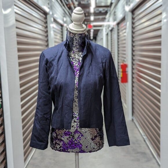 Vintage Handmade Women's Small/Medium Navy Blue Two Piece Pants Suit Set - Picture 2 of 12